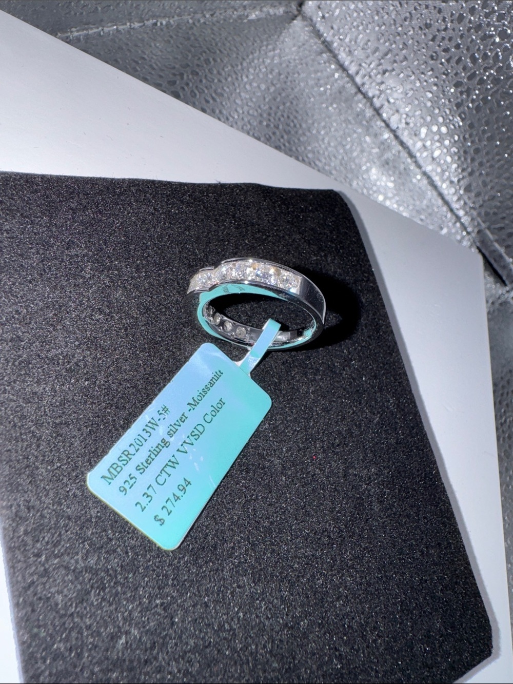 Sterling Silver Moissanite Eternity Ring in Silver